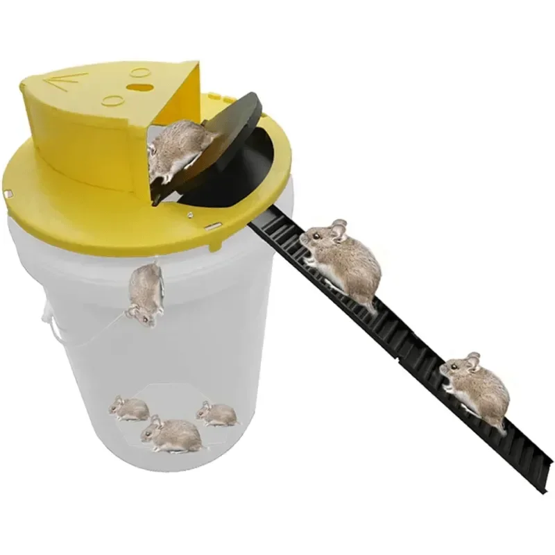 Bucket Mouse Trap, Rat Trap And Mouse Catcher Flip Slide Bucket Lid,  Reusable Mouse Traps, Smart Mouse Trap, Mouse Bucket Lid With Slide Ladder( bucket