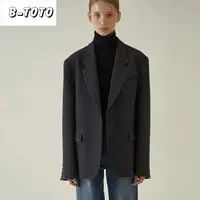 B-TOTO Women's Wool Suit Fall And Winter Daily Simple Versatile Two-button Temperament Suit Jacket 2023 New 1