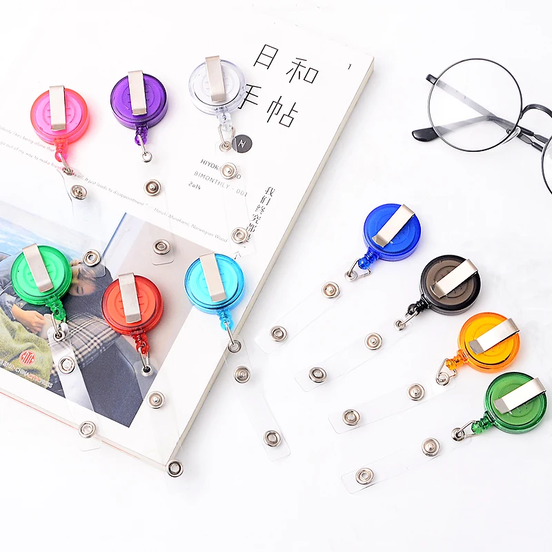 

10 PCS/Lot Retractable Badge ID Card Name Card Holder ABS Colored Badge Exhibition Gifts Creative Round Keychain Office Supply