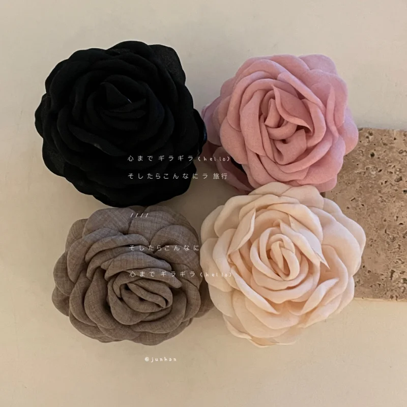 

French Rose Flower Hair Clip Women's High-Grade Temperament Back Head Updo Shark Clip Hair Clip Headdress Summer Hair Claws