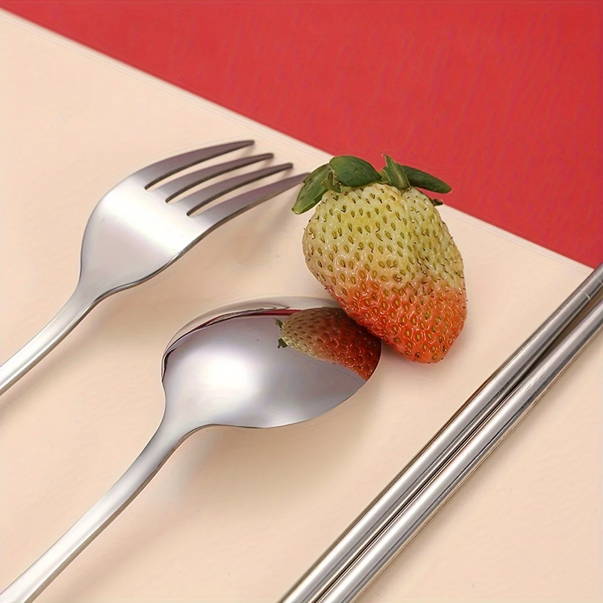 1set/2sets/3sets-Chopsticks And Spoons Set, Primary School Children's Portable Single Lunch Tableware Storage Box, Stainless