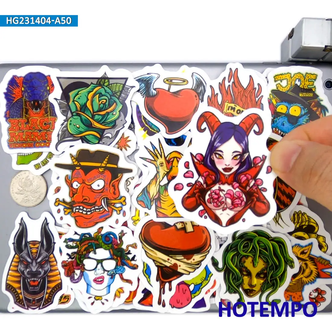 Monster-Aufkleber-Set, Hexe, Zombie-Schädel, Dämon, Vampir, Retro-Gothic, für Telefon, Laptop, Motorrad, lustiges Aufkleber-Set, 20/30/50 Stück