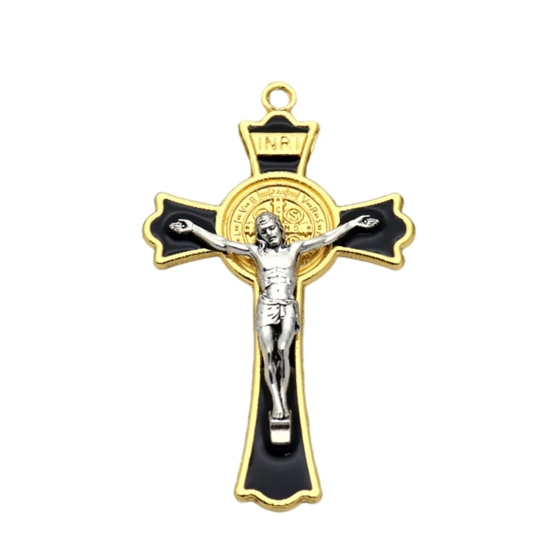 

Vintage Holy Jesus for Cross Pendant Metal Art Religious Hanging Charm Gift Supplies for Women Men Car for Key Handbag D