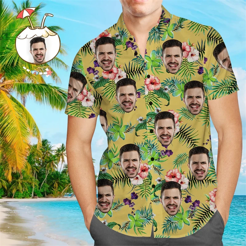 

Гавайские рубашки унисекс на заказ, Забавные Рубашки с 3d принтом «сделай сам» на пуговицах, гавайская рубашка с коротким рукавом и длинными рукавами, европейские размеры 6xl