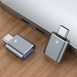 Dual USB - C to USB - A OTG Adapter with LED Indicator (Grey)