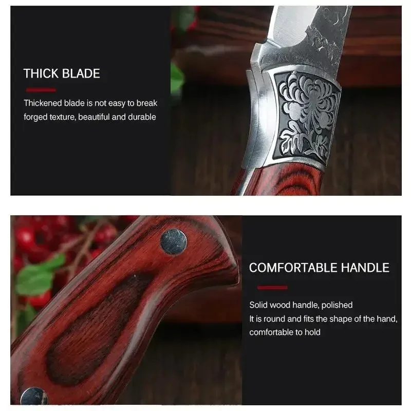 Meat Cleaver Kitchen Knife Forged Kitchen Cleaver Knife High Carbon Steel Viking Meat Fish Fruit Knife Cutlery Set Professional Butcher Chef Boning Knives