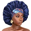 Women Extra Large Silky Satin Hair Bonnet Thick Hair Sleep Cap Elastic Band Beanie African Headwrap Flower Turban Chemo Caps 2