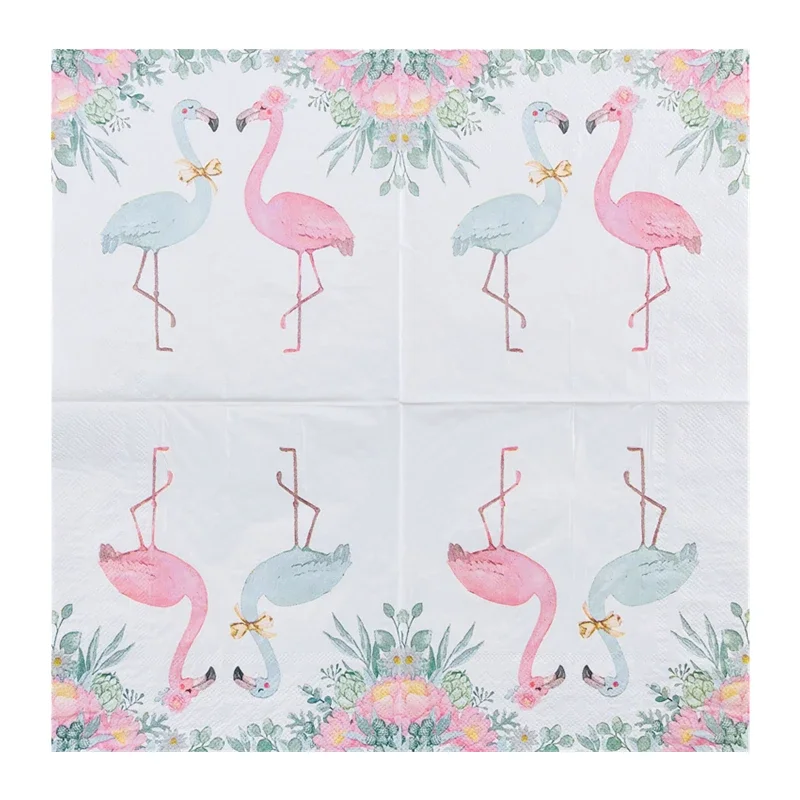 10/20pcs/Pac 2Ply Flower Flamingo Printed Napkin Hotel Wedding Party Table Setting Paper Lipstick DIY Butterfly Bone Bart Paper