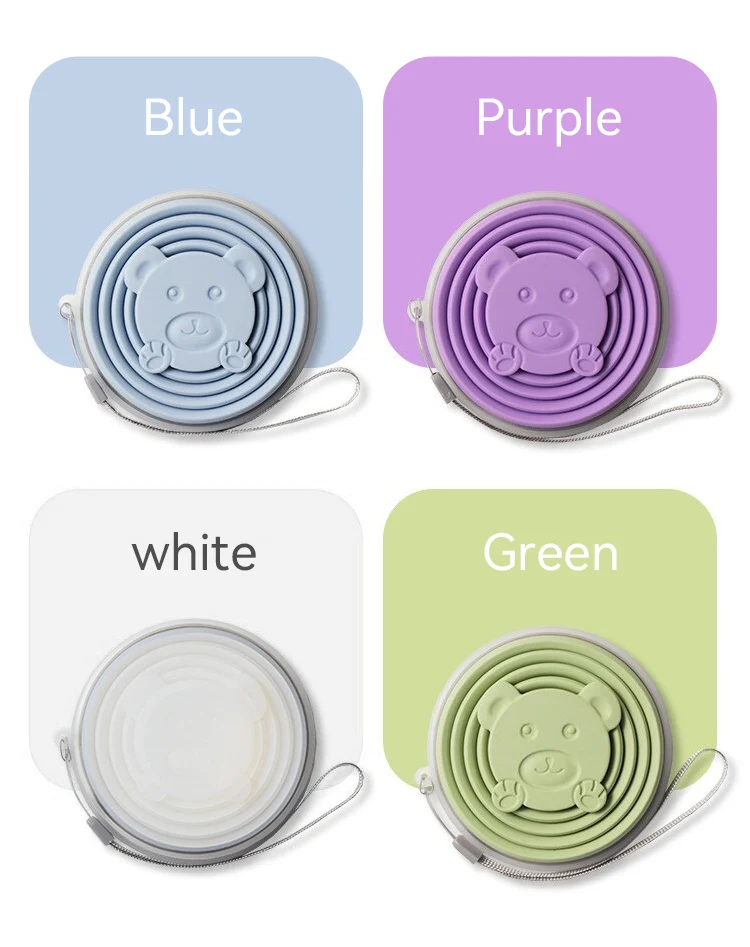 Portable Foldable Silicone Cup With Bear Design For Travel_voghion.com