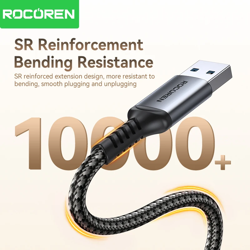 Rocoren USB 연장 케이블 USB 3.0 5Gbps 고속 전송 케이블 연장 코드 남성-여성 데이터 전송 리드 노트북 TV PS5