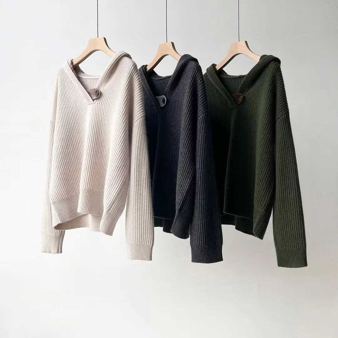 

High Quality Runway Design Solid Hoodies Sweater Women 2022 Summer Knitted Cashmere Femme Pullover Long Sleeves Sweater