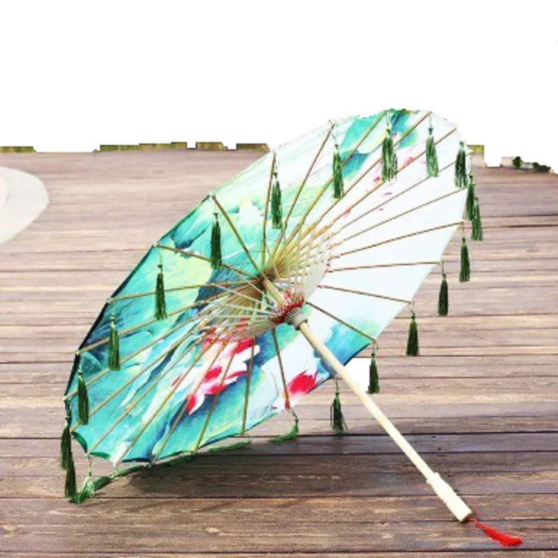 

Silk Umbrella rain women Dance Prop Cheongsam Oiled Paper Umbrella parasol guarda chuva paraguas mujer Hanfu tassel umbrella