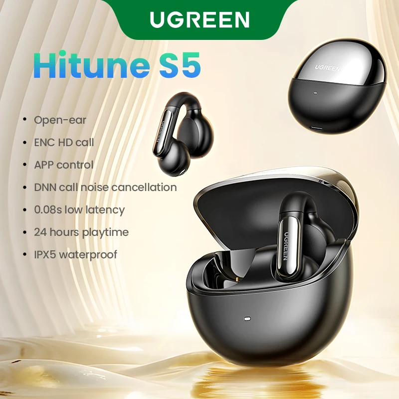 UGREEN HiTune S5 TWS Otwarty klips na ucho Bezprzewodowe słuchawki douszne Bluetooth Sportowe słuchawki douszne z mikrofonem z zaczepami na ucho i zaczepem na ucho