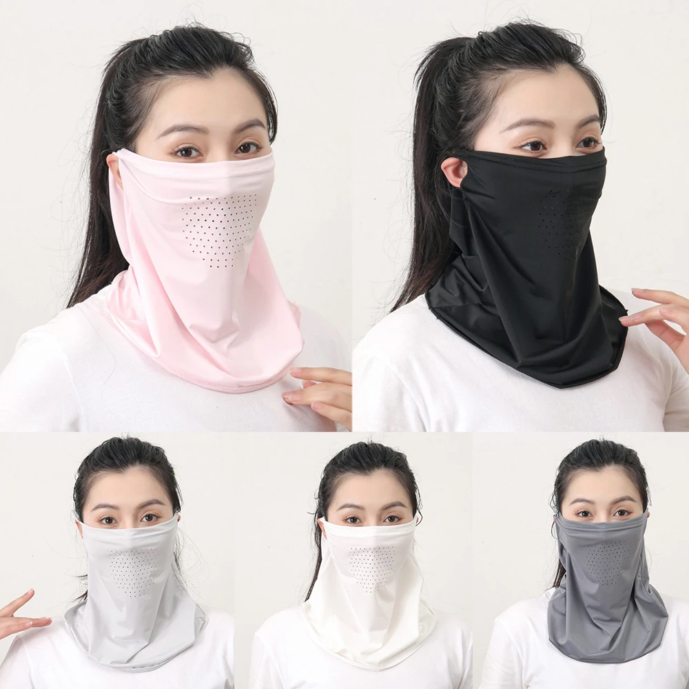 

Women Face Bandana Face Neck Sunshade Cover Veil Breathable Ice Silk Tube Bandana Cycling Hiking Neckerchief Sun Protection Veil