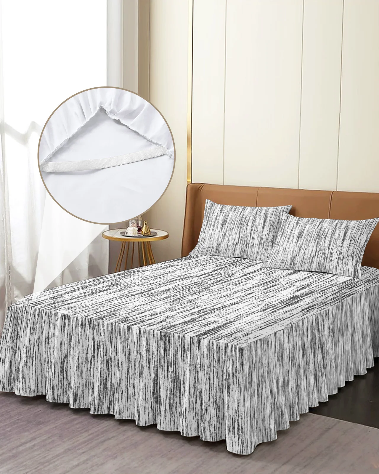 

Abstract Tree Texture Gradient Bed Skirt Elastic Fitted Bedspread With Pillowcases Mattress Cover Bedding Set Bed Sheet
