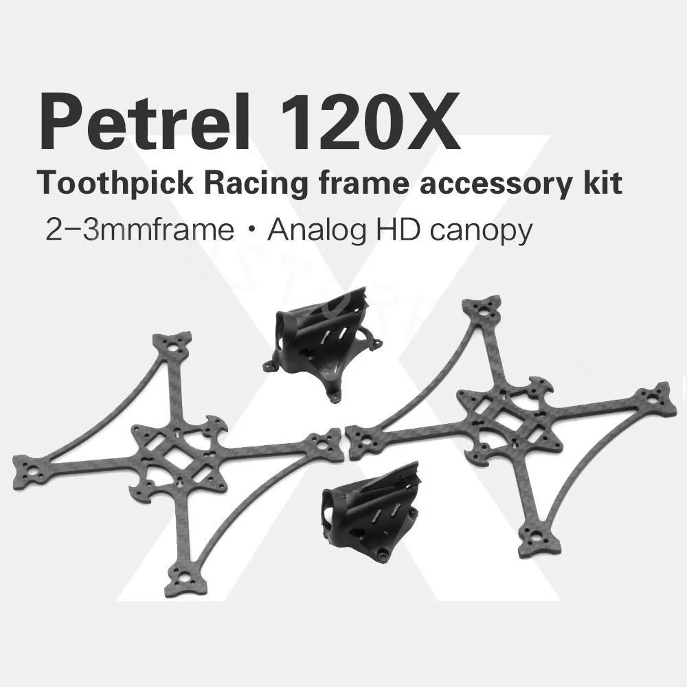 HGLRC Petrel 120X Carbon Fiber 3inch Toothpick FPV Racing Frame 2mm/ 3mm Bottom Plate with Canopy for FPV Racing Freestyle DIY 1