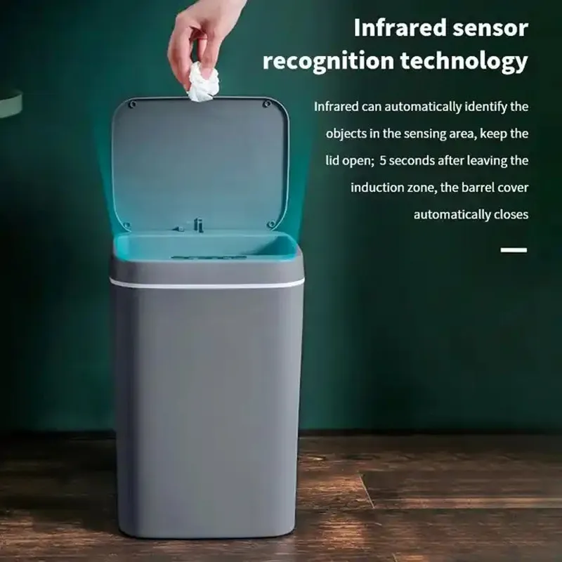 

16L Intelligent Trash Can Automatic Sensor Dustbin Rechargeable Electric Waste Bin Home Rubbish Can For Kitchen Bathroom Garbage