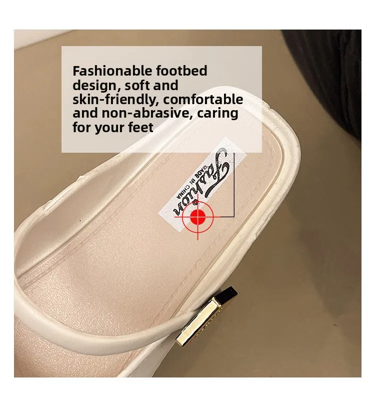 Damen-Mary-Jane-Schuhe mit weichem Boden, Sommer, bequeme flache Sandalen, quadratische Zehenpartie, PVC-Strandschuhe, reine Farbe, Retro-Französischer fauler Schuh – Detail 16
