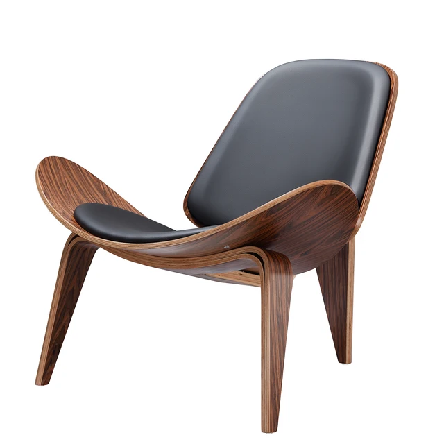 Replica Hans Wegner Lounge Shell Chair Black Walnut Wood/ Black Palisander/ Red Ash Wood Nordic Designer Single Chair Creative Design Chair 1