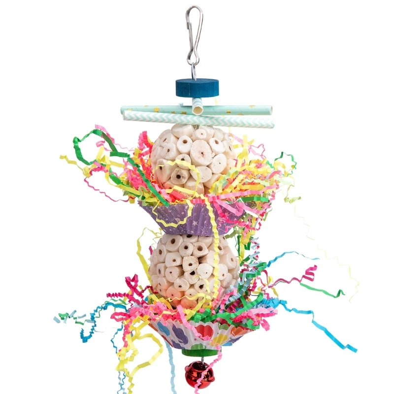 

Жевательная игрушка для попугаев, шарик для сбора пищи, цветная измельчающая бумага, мягкий шарик для укуса растений, 6XDE