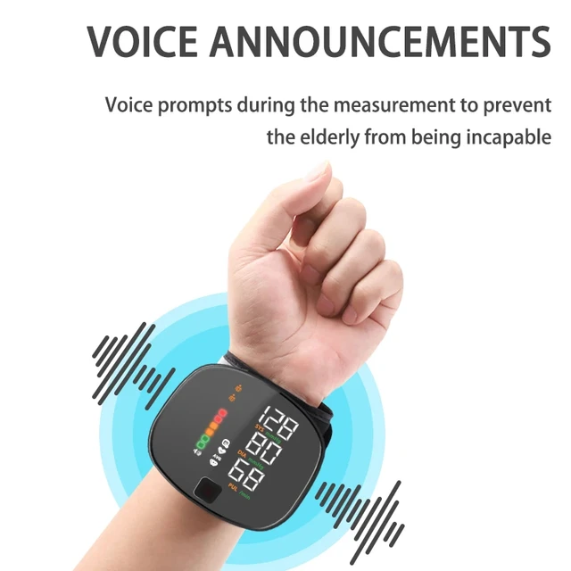 Wrist Type Blood Pressure Monitor LED Display Fast Measurement Digital Tensiometer BP Tonometer Heart Rate USB Rechargeable 2