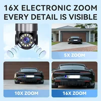 Caméra WiFi extérieure de sécurité domestique 10K 20MP, 4 objectifs, 4 écrans 360 °   Protection de sécurité de caméra PTZ de surveillance sans fil CCTV à zoom 16X 5