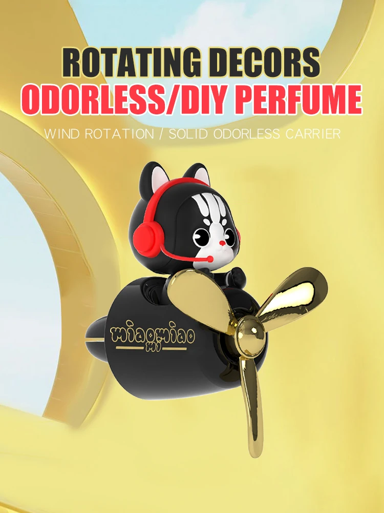 Ohne Parfüm DIY Duft Katze Pilot Rotierender Propeller Flugzeug Auto Ornament Lüftungs-Aroma-Diffusor Dekorationen Zubehör Cool Spaßig – Detail 1