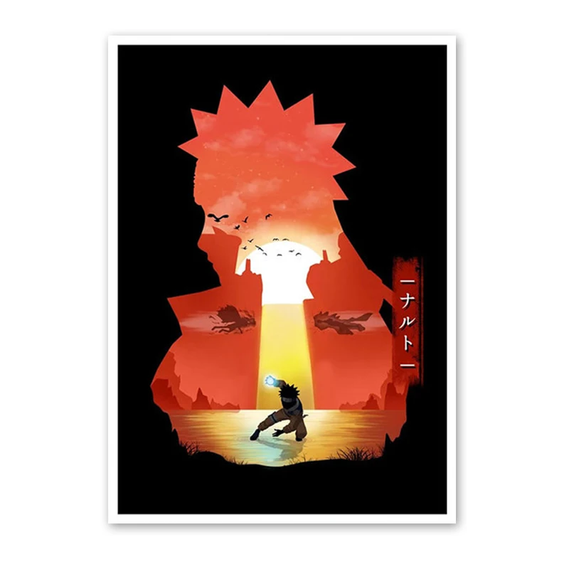 Anime-Inspired Naruto Art Canvas: Uzumaki & Kakashi Wall Mural Decor Gift