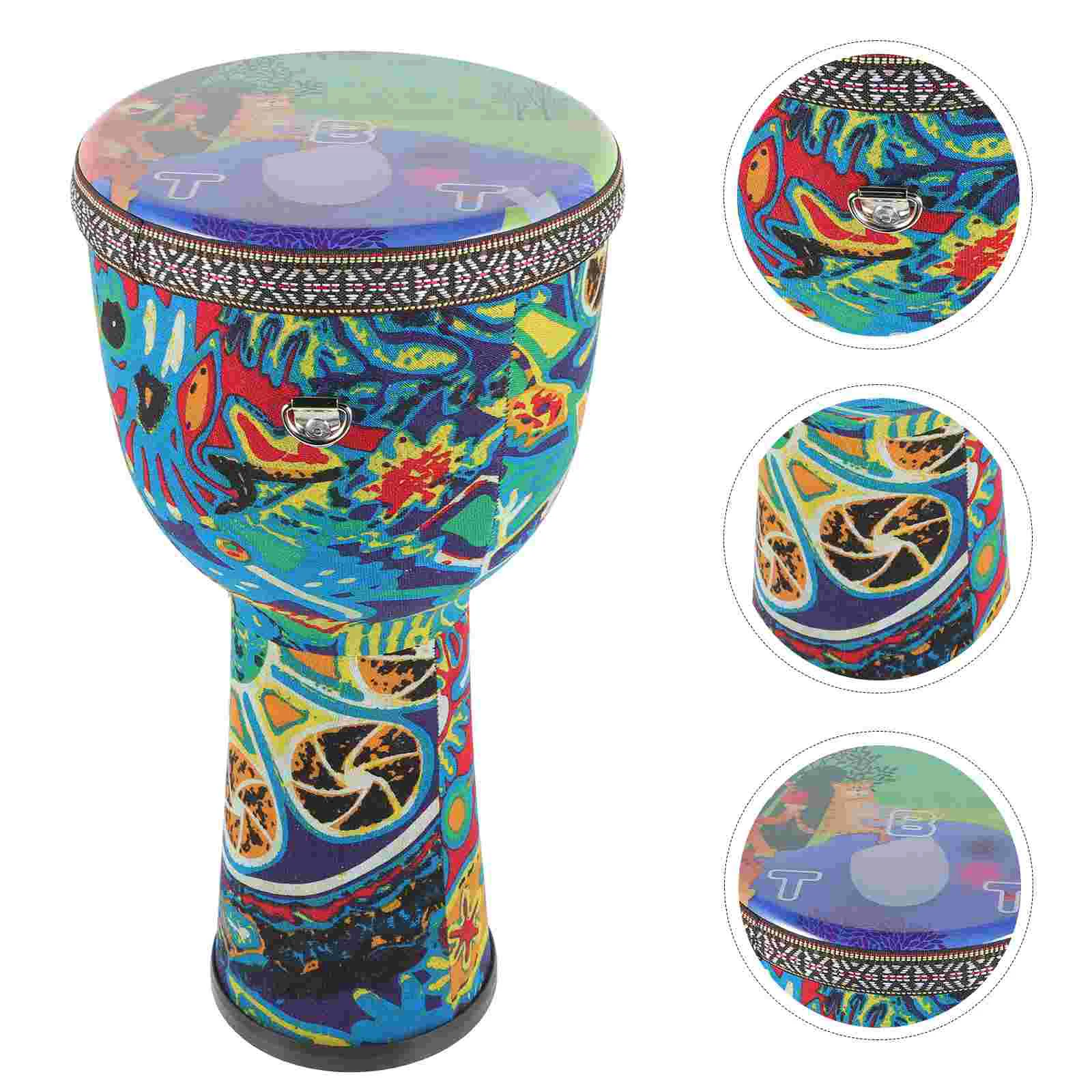 

African Djembe Beginner Hand Drum Percussion Drum Painted Pattern Hand Drum for Performance Percussion Instrument for Kids