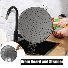 Kitchen Tools Silicone Kitchen Splatter Screen with Handle Heat-resisting Oil Splash Guard Drain Board Cover Kitchen Frying Gadgets