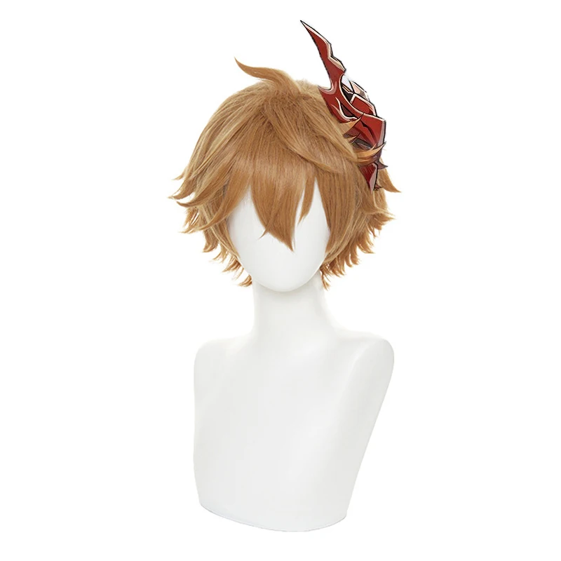 

Genshin Impact Tartaglia Cosplay Short Brown Heat Resistant Synthetic Hair Halloween Party Anime Cosplay Wigs