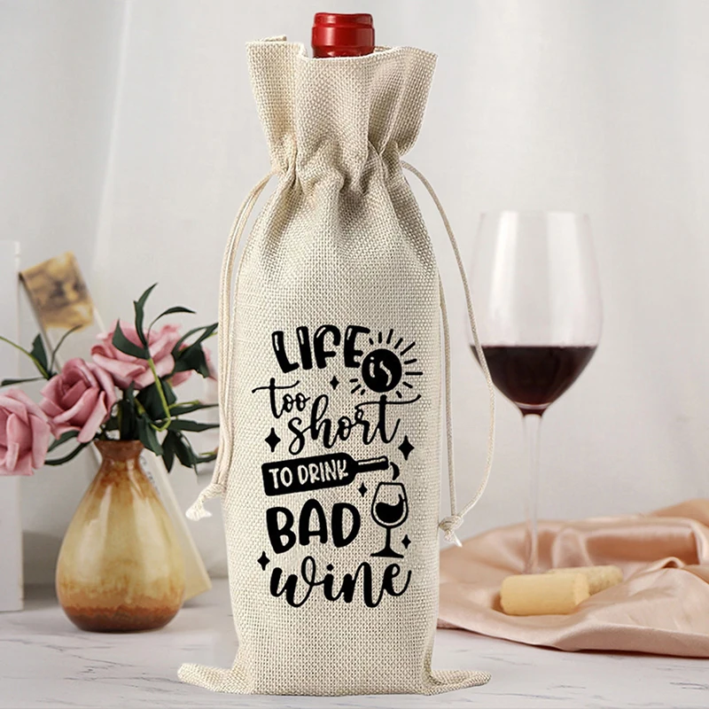 Environment-friendly Bag 12Pcs Burlap Wine Bags, Christmas Wine
