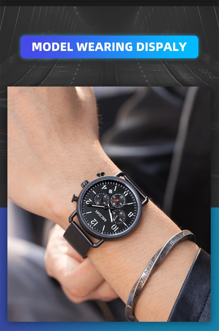 Herrenuhr, Luxus-Sport-Quarz-Armband, Stahlgeflecht, Business-Casual-Uhr mit Kalender, Lederband, Mann_voghion.com