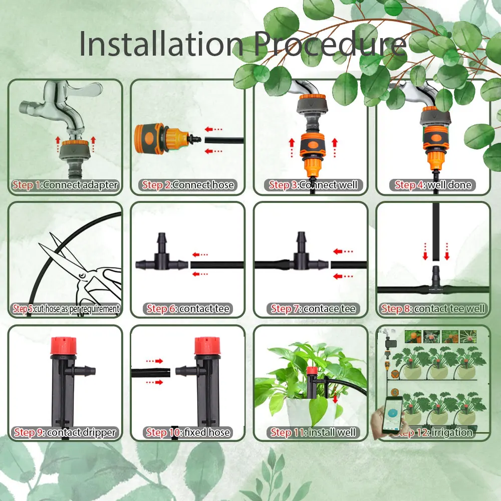 Garden 13cm stake 8-hole adjustable nozzles sprinkler 1/4&rdquo; tube drip irrigation emitters for 4/7mm hose watering systems 50PCS garden sprinkler irrigation sprinklers garden irrigation nozzle drip irrigation sprinklers garden dripper drip irrigation stakes