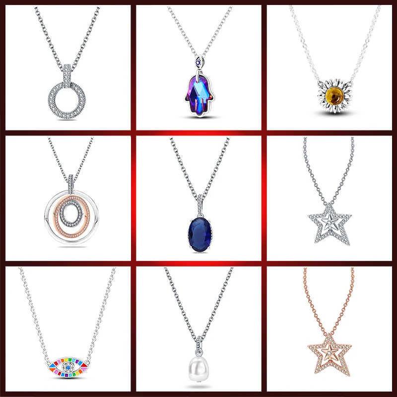 

New Luxury Crystal CZ Heart Pendant Choker Necklace 925 Sterling Silver Chain Necklaces For Women Wedding Jewelry Gifts