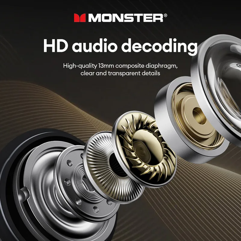 Monster XKT20 LED 스크린 무선 이어폰, 블루투스 V5.4 이어버드, 저지연 헤드폰, 긴 내구성, HiFi 사운드 헤드셋