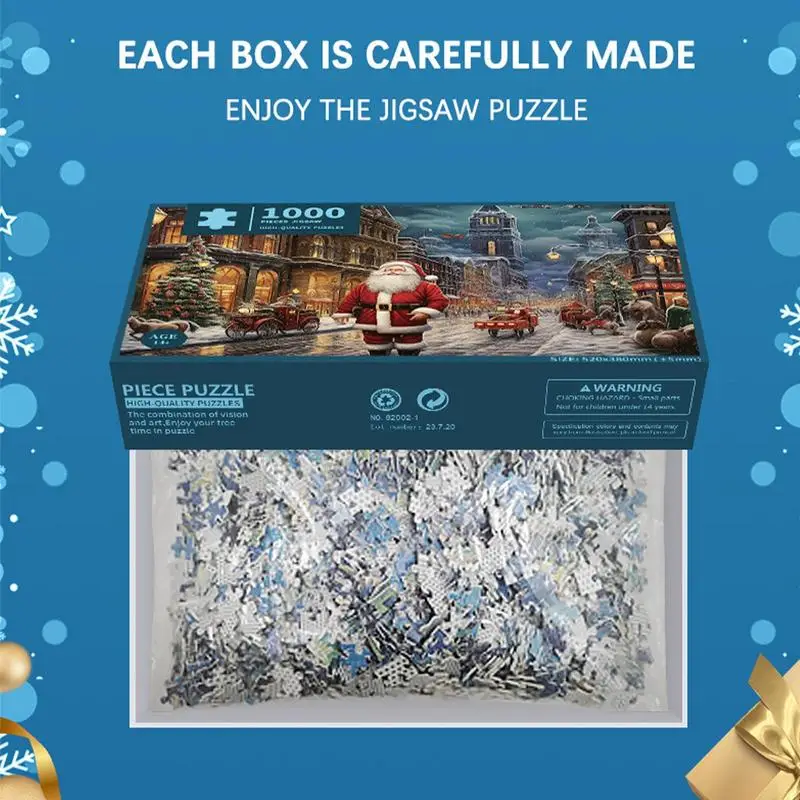 1000 Pieces Christmas Theme Jigsaw Puzzle Exquisite Decorative Christmas Puzzle Gift Box Anti Fade Cardboard Jigsaw Xmas Gifts 4
