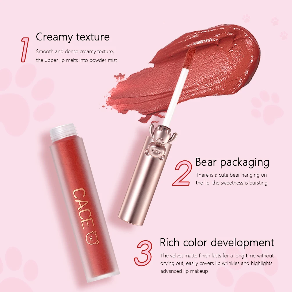 5 Colors Matte Lipgloss Sets Lightweight Lip Tint Waterproof Velvet-hazy Lip Mud Long-lasting Lip Gloss For Woman Makeup Kits 4