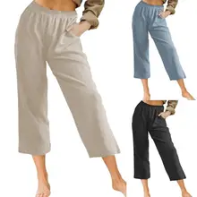 

Nice-looking Trousers High Waist Pockets Female Capri Pants Trousers Pants Pants
