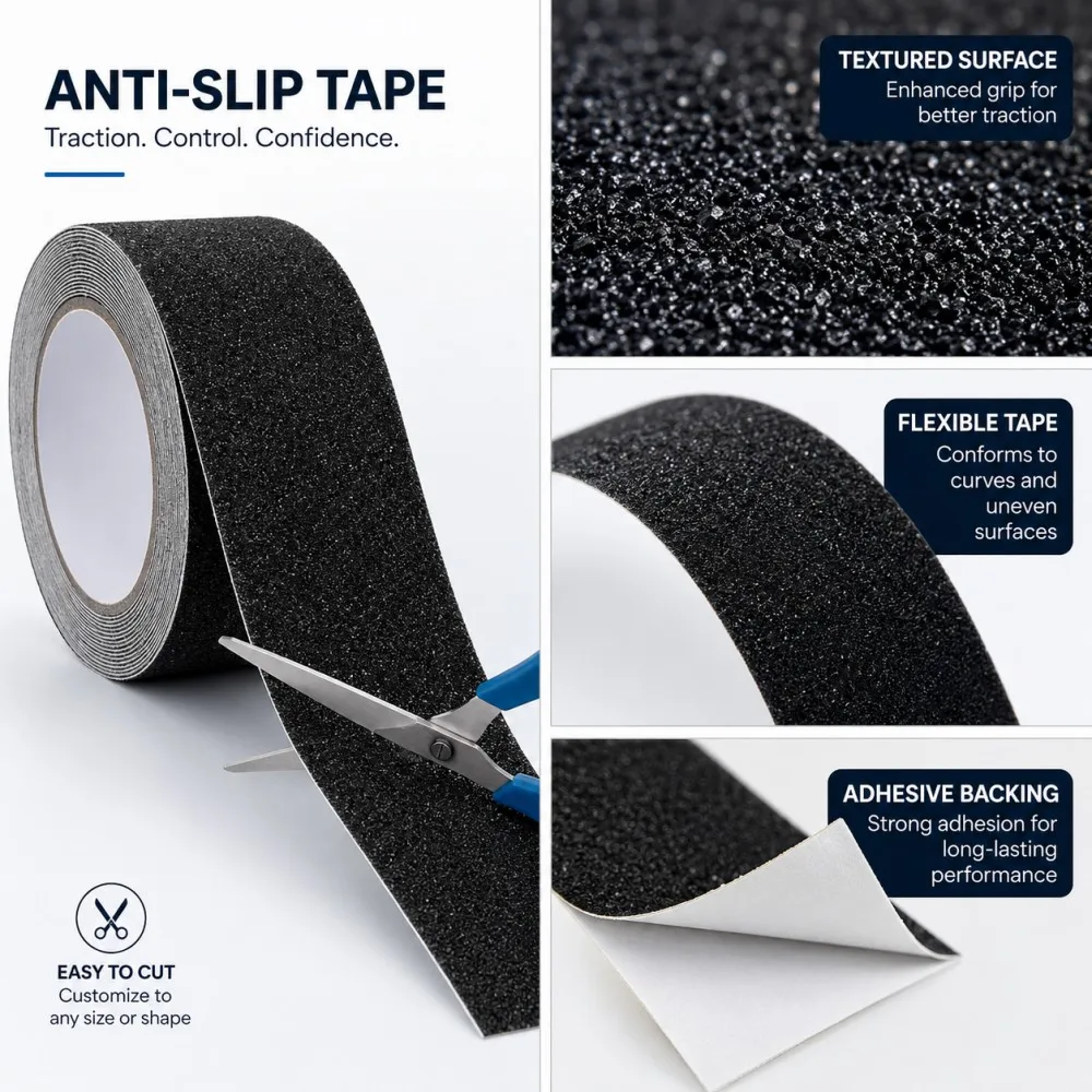 5M Self-Adhesive Anti-Skid Tape for Non-Slip Safety in Wet Areas