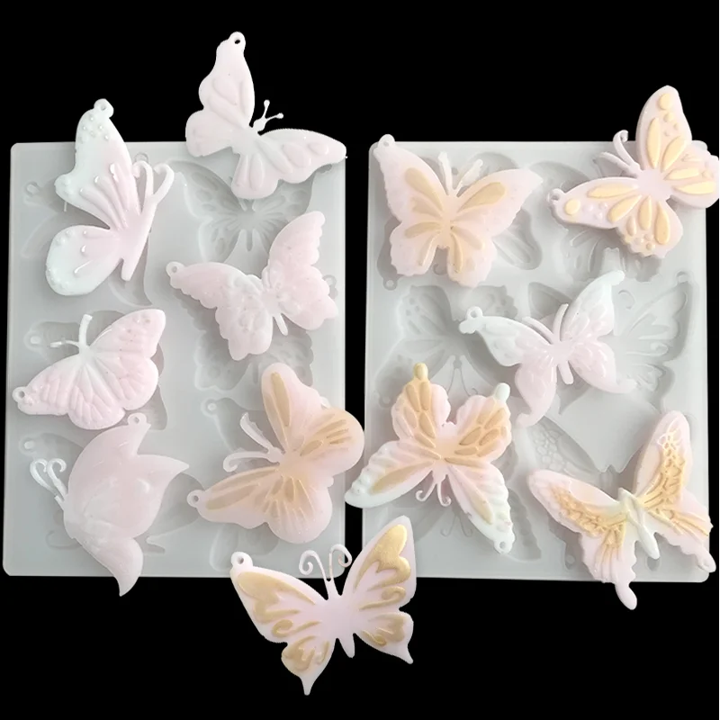 

6 styles of butterfly silicone mold DIY sugar flipping cake mold cake edge decoration chocolate mold printing mold