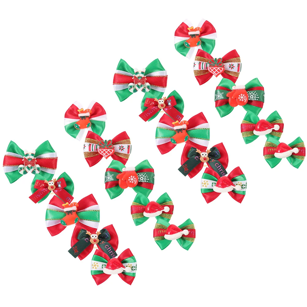 

20 Pcs Christmas Dog Bow Santa Claus Snowman Pet Headdress Dogzy The Doggynip Polyester