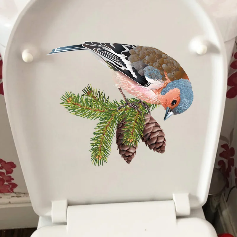 

T427# Bird On Pine Tree Personality WC Toilet Decor Home Room Wall Sticker Decals Beautify Self Adhesive Mural
