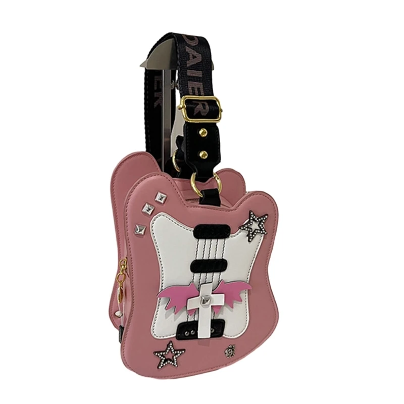 Violin Shaped Crossbody Bag PU Crossbody Handbag Women Small Purse Phone Shoulder Bag Adjustable Shoulder Strap E74B