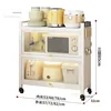 Carbon Steel Modern Kitchen Cabinet Kitchen Furniture Multi-layer Floor Storage Rack Microwave Storage Cabinet with Acrylic Door 6