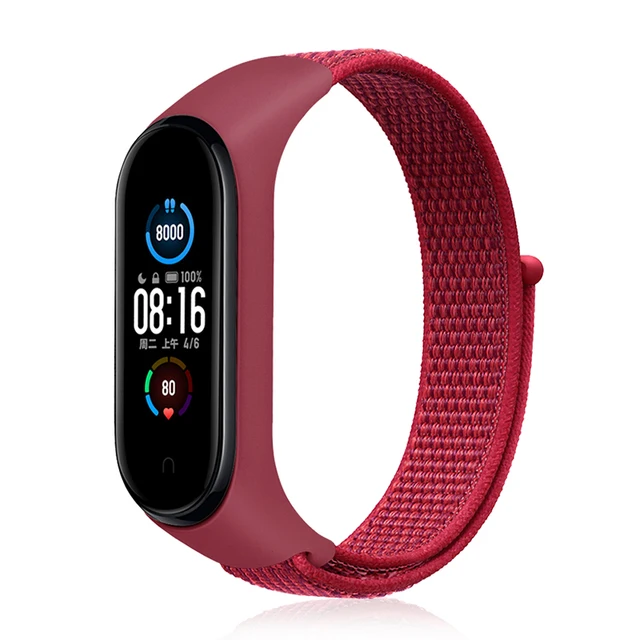 Nylon Strap For xiaomi mi band 6 Bracelet watchband pulsera correa Strap Miband Bracelet Wristband Sport loop Mi band 5 4 3 Red 13