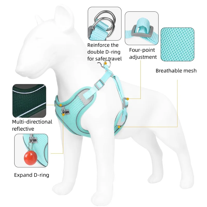 

Светоотражающая шлейка для щенков и кошек, жилет с поводком для прогулок, регулируемая шлейка из полиэстера для маленьких и средних собак