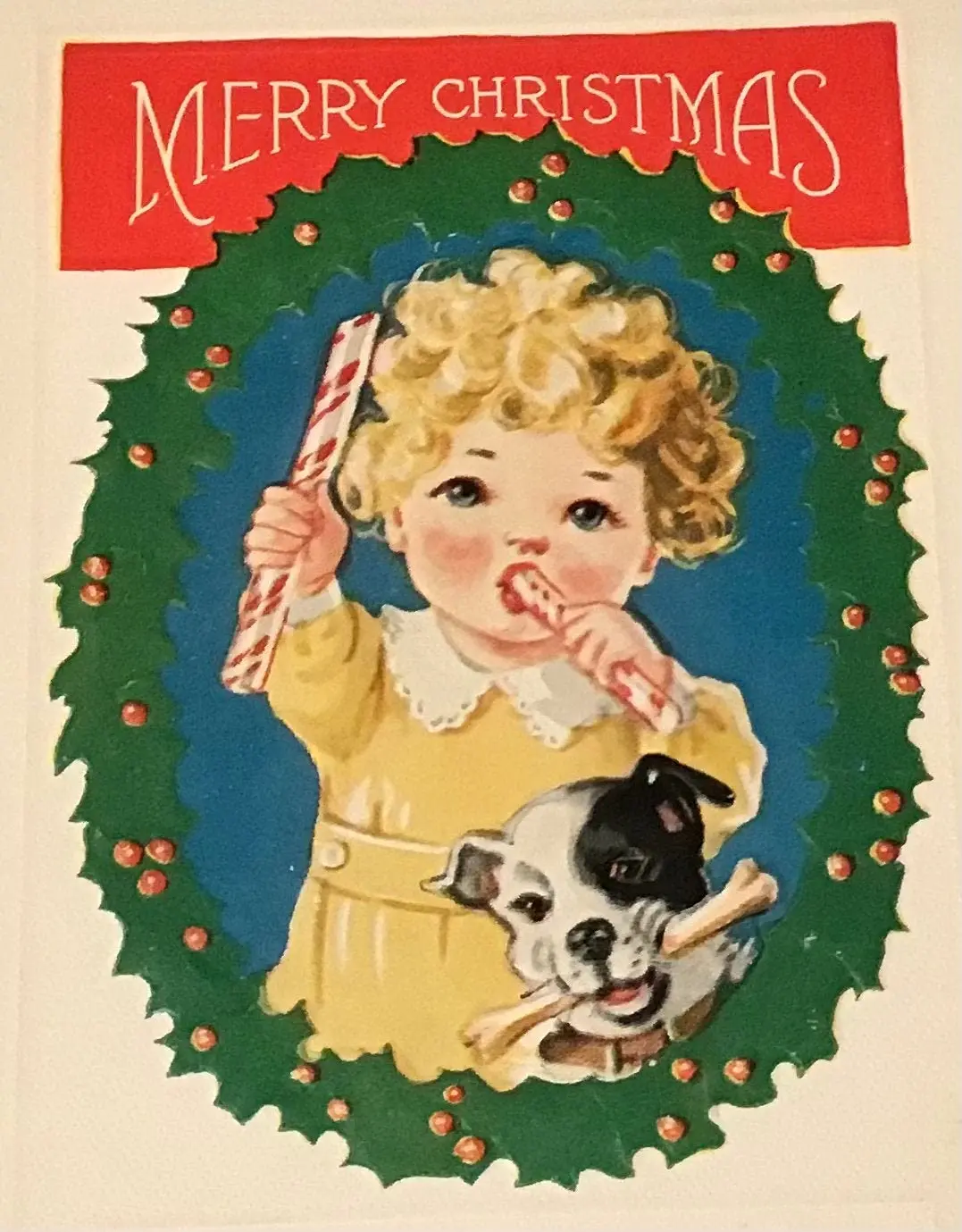 

Dreacoss Metal tin Sign，Retro Style， Novelty Poster，Iron Painting，Little Girl with Peppermint Stick & Dog with Bone Vintage