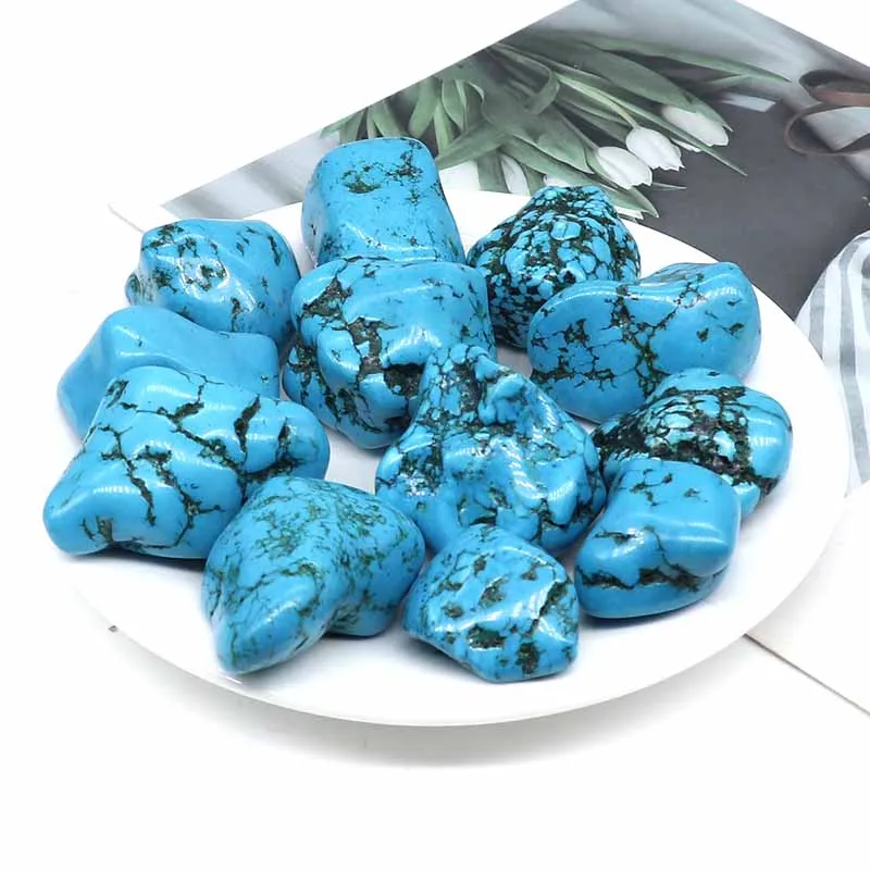 Natural Blue Turquoise Bulk Tumbled Stones Gravel Specimen Healing Crystals Mineral Gemstone Aquarium Home Decoration Wholesale