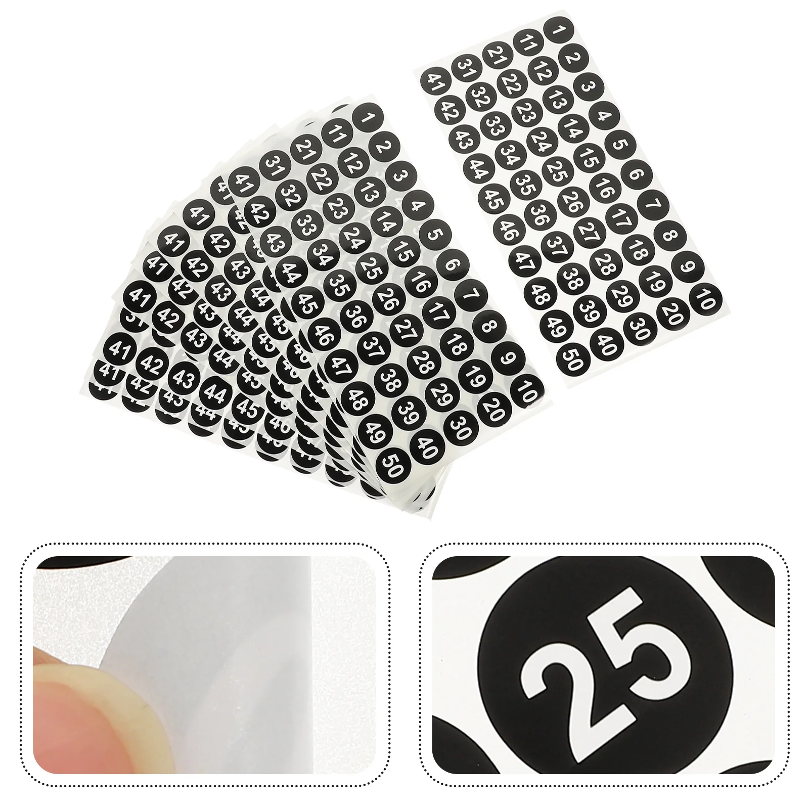 4Sheets Waterproof 1-200 Serial Consecutive Numbered Labels Self-adhesive  PVC Round Number Sticker